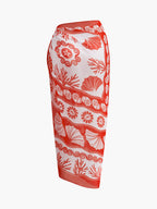 Şifon Desenli Plaj Mayo Eteği Pareo