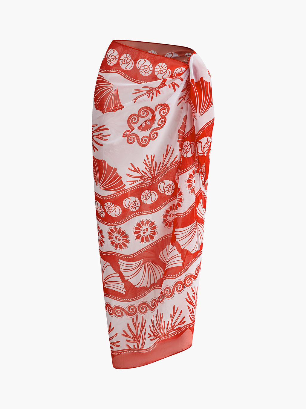 Şifon Desenli Plaj Mayo Eteği Pareo