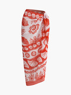 Şifon Desenli Plaj Mayo Eteği Pareo