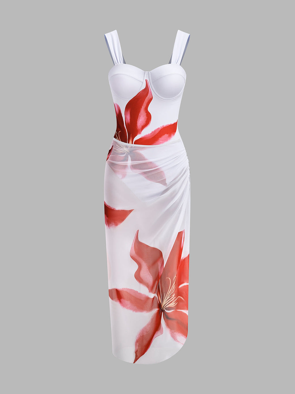 Korse Tarzı Tek Parça Mayo ve Mayo Eteği Pareo Takımı