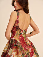 Çiçek Desenli Sırtı Açık Salaş Elbise