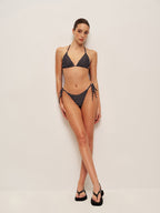 Puantiye Desenli Bağlamalı Bikini Takımı