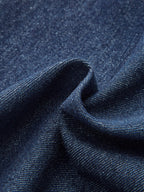 V Yaka Kolsuz Düğmeli Kot Elbise