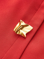 Metal Düğmeli Piliseli Askılı Elbise