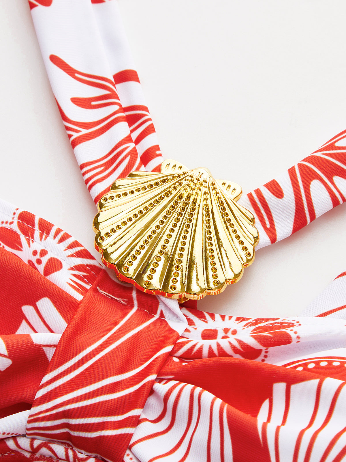 Metal Detaylı Desenli Tek Parça Mayo