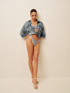 Denizci Çizgili Yüksek Bel Bikini