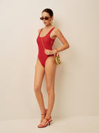 Yan Düğmeli Yırtmaçlı Tek Parça Mayo