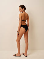 Derin V Yaka Halter Tek Parça Mayo