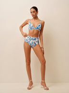 Desenli Yüksek Bel Bikini Takımı