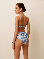 Desenli Yüksek Bel Bikini Takımı