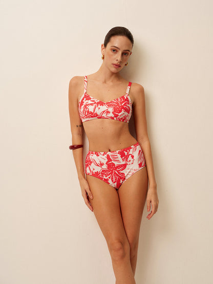 Tropikal Desenli Metal Tokalı Bikini Takımı
