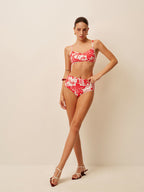 Tropikal Desenli Metal Tokalı Bikini Takımı