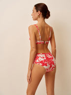 Tropikal Desenli Metal Tokalı Bikini Takımı