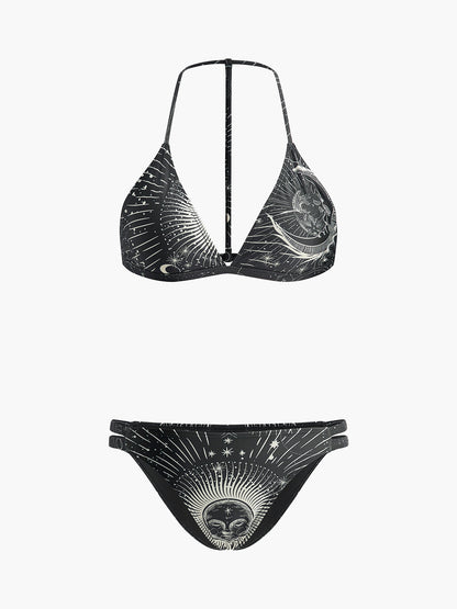 Astroloji Desenli Halter Bikini Takımı