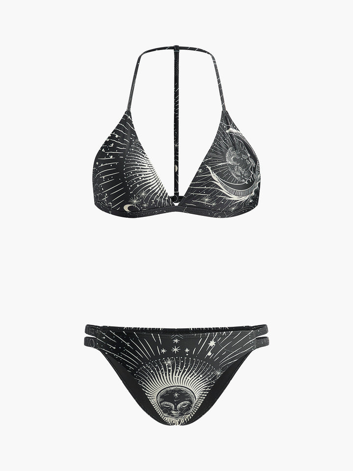 Astroloji Desenli Halter Bikini Takımı