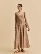 Kareli Kemerli Büstiyerli Elbise