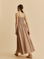 Kareli Kemerli Büstiyerli Elbise