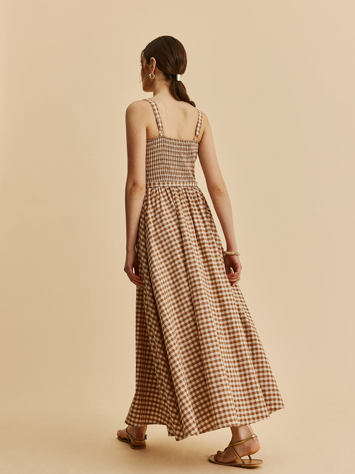 Kareli Kemerli Büstiyerli Elbise