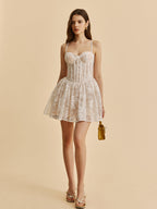 Transparan Dantelli Korse Detaylı Geniş Kesim Elbise