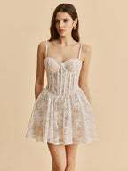 Transparan Dantelli Korse Detaylı Geniş Kesim Elbise