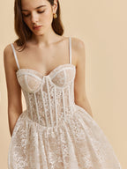 Transparan Dantelli Korse Detaylı Geniş Kesim Elbise