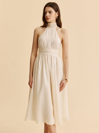Halter yaka midi elbise