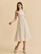 Halter yaka midi elbise