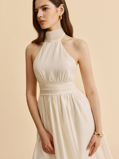 Halter yaka midi elbise