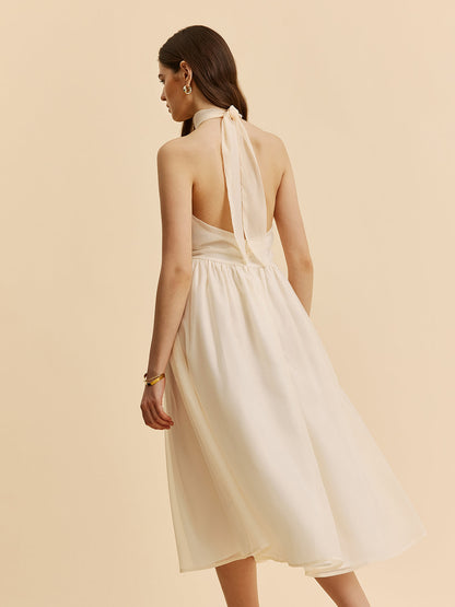 Halter yaka midi elbise