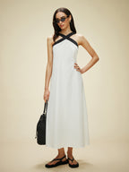 halter yaka midi elbise