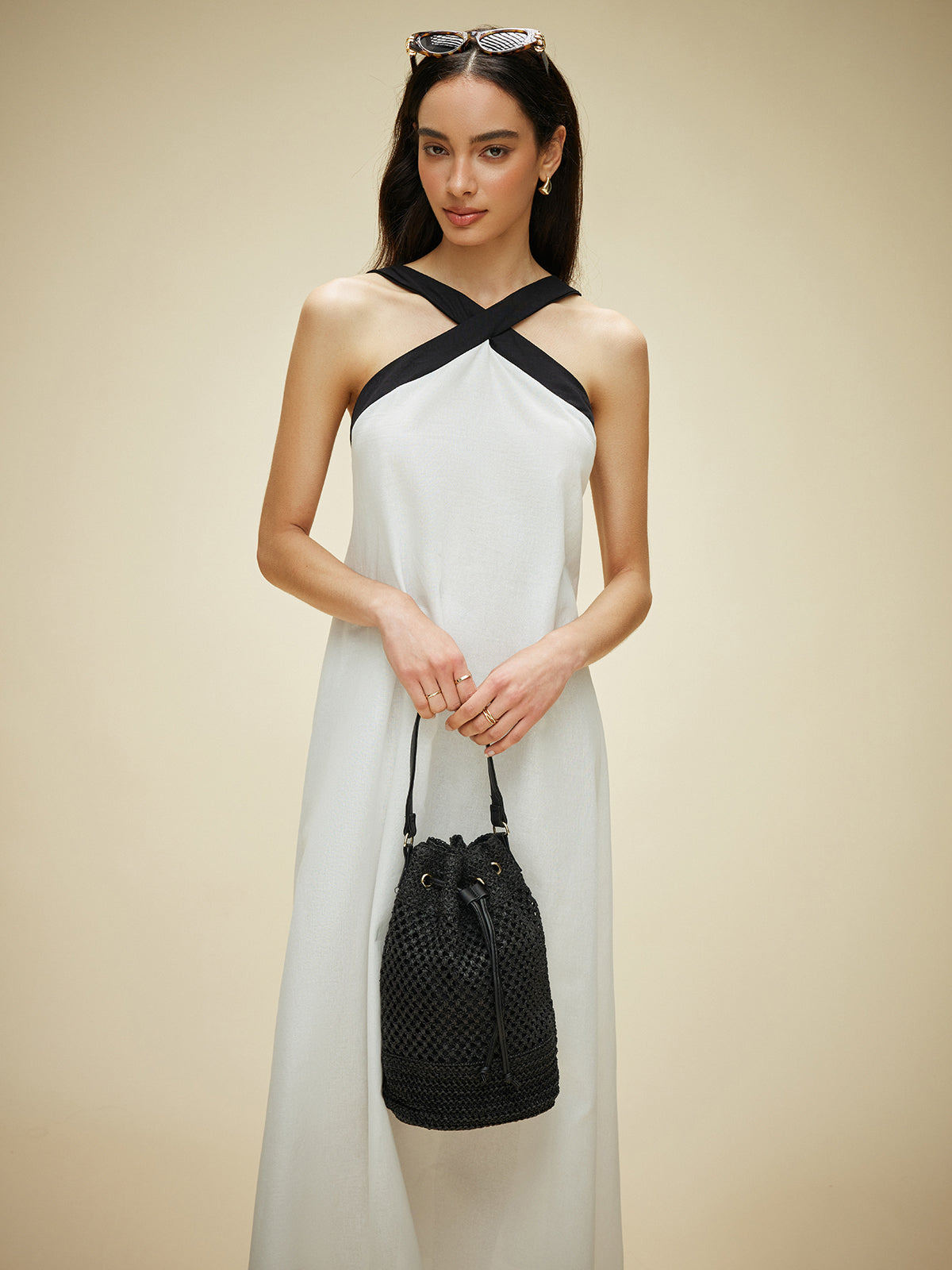 halter yaka midi elbise