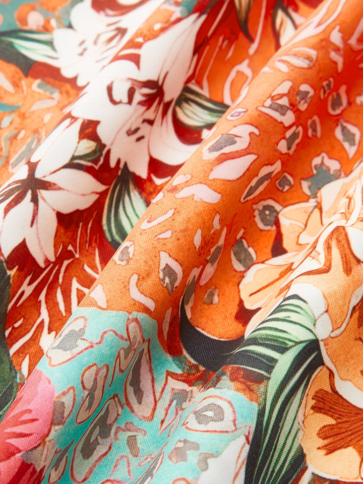 Çiçek desenli midi elbise