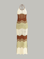 halter yaka maksi elbise