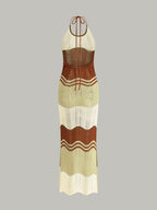 halter yaka maksi elbise