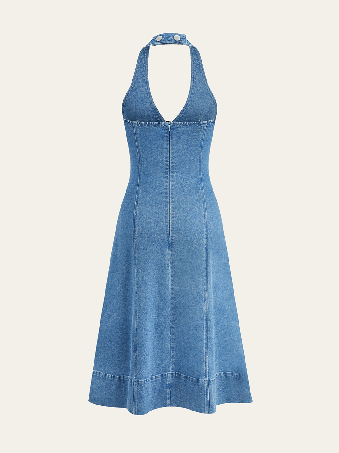 halter yaka dekolteli midi elbise