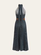 halter yaka midi elbise
