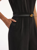 halter yaka yırtmaçlı tulum maksi elbise
