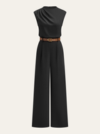 Kemerli jumpsuit tulum midi elbise