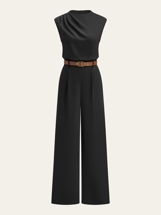 Kemerli jumpsuit tulum midi elbise