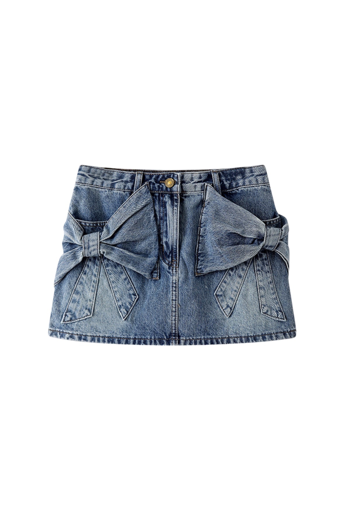 Fiyonk Detaylı Kısa Denim Etek