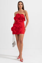 Çiçek Desenli Mini Elbise