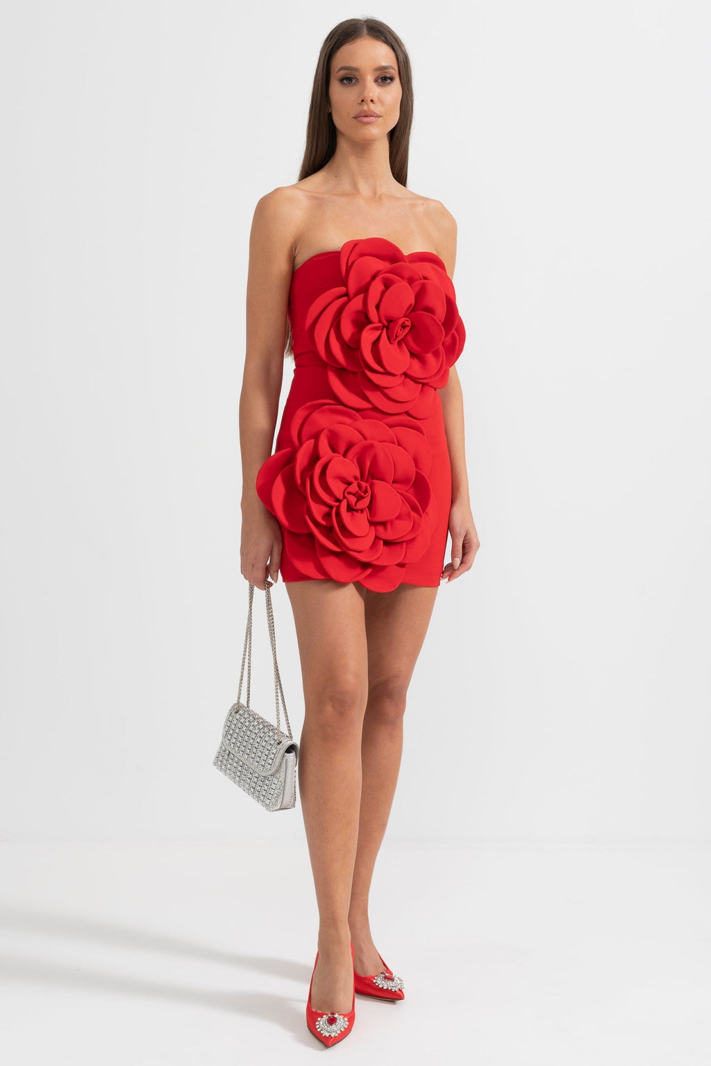 Çiçek Desenli Mini Elbise