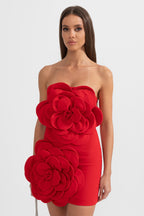 Çiçek Desenli Mini Elbise