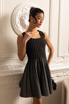 Dikey Çizgili Mini Elbise