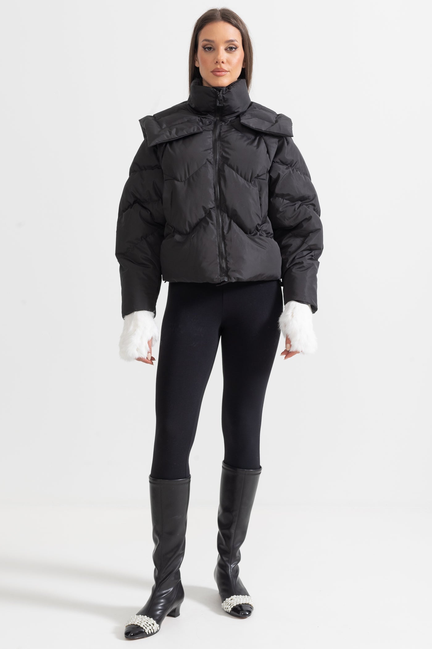 puffer siyah mont