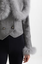 Kürk yaka crop ceket