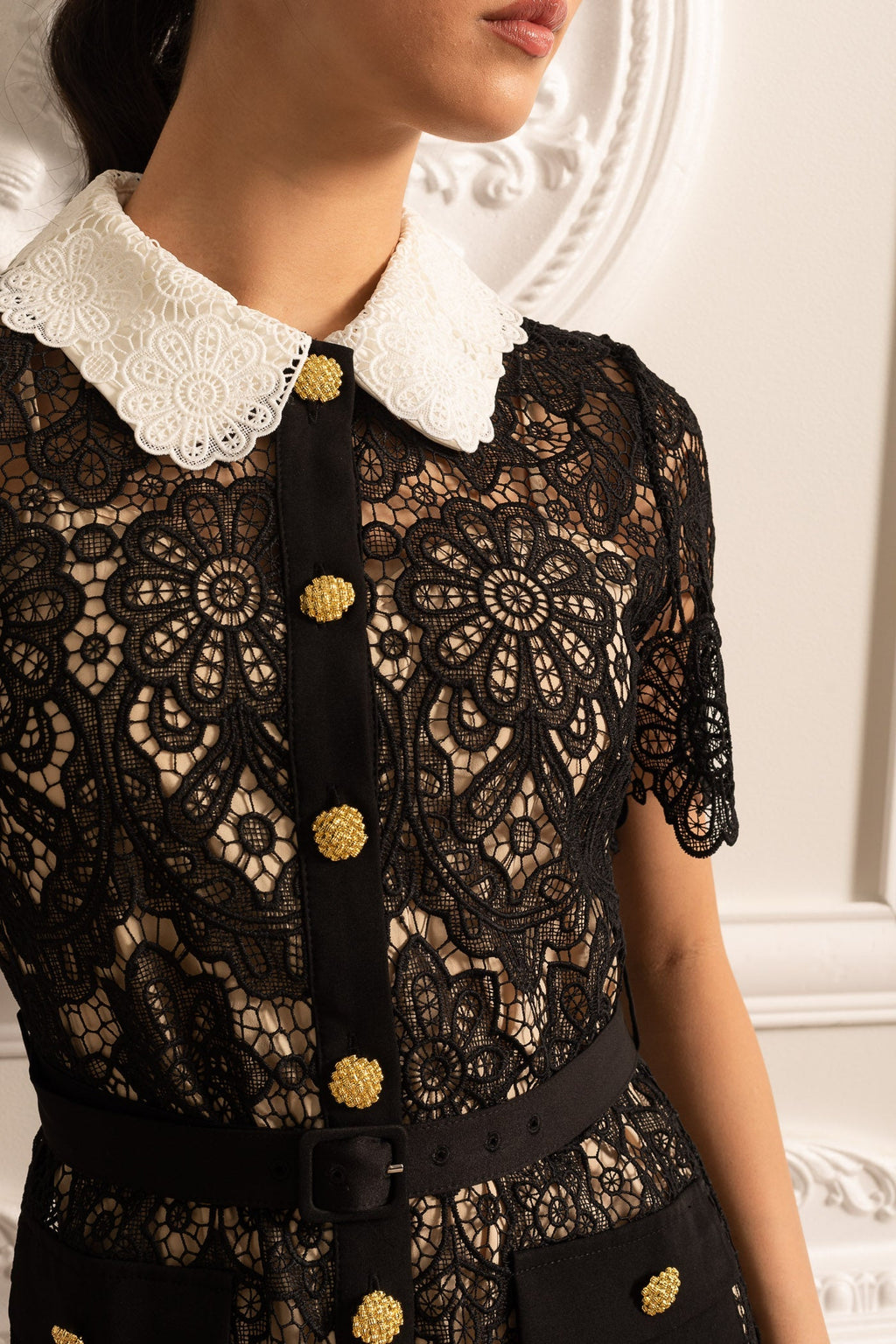 Kontrast Yaka Midi Elbise