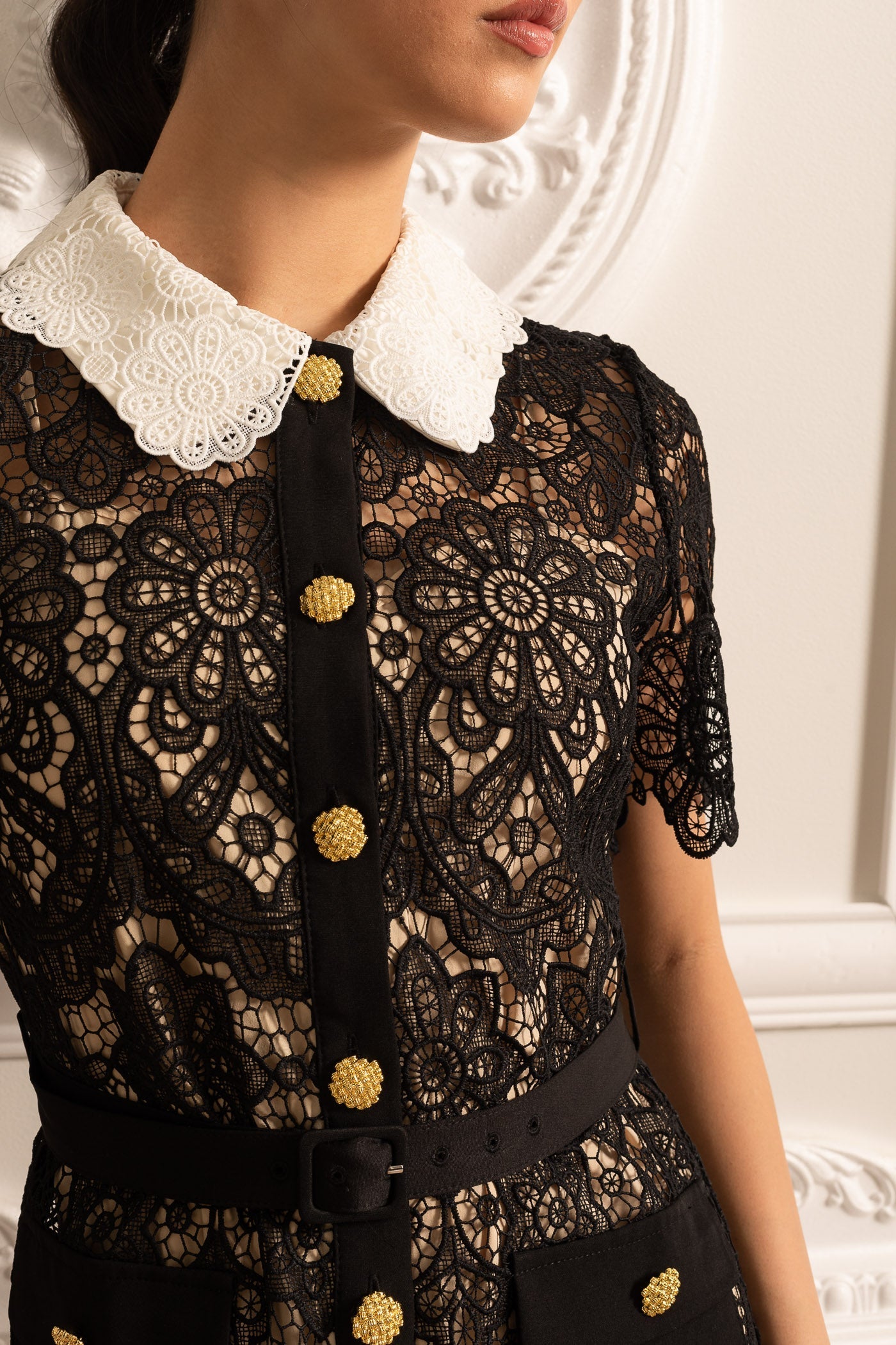 Kontrast Yaka Midi Elbise