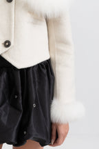 Kürk yaka crop mont