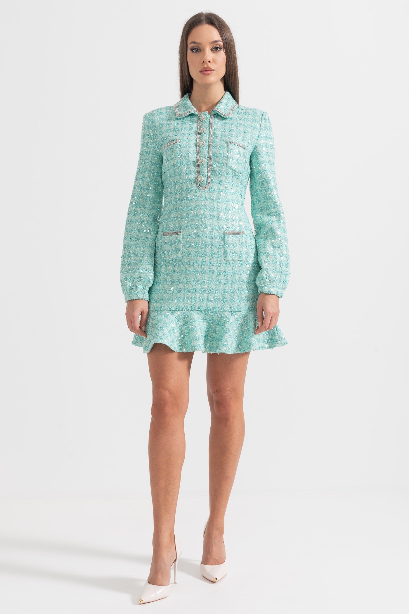 Payetli Süslemeli Örme Elbise